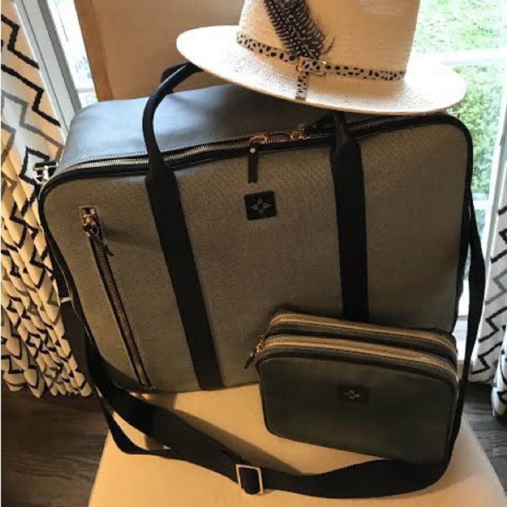 India Hicks Duke Weekender Travel Bag Grey NWT
